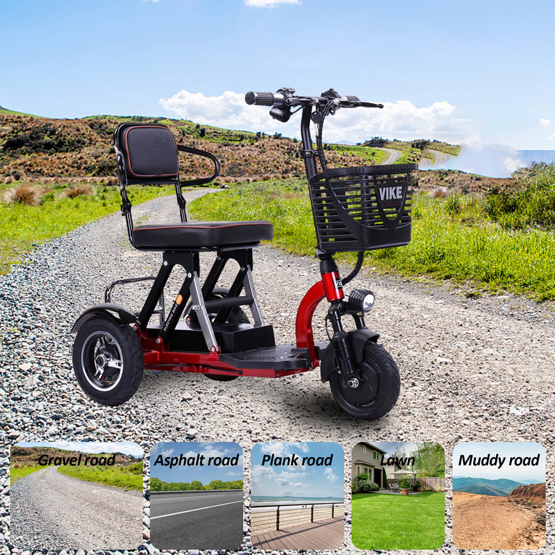 Electric Tricycle Olive Greenand &Red
