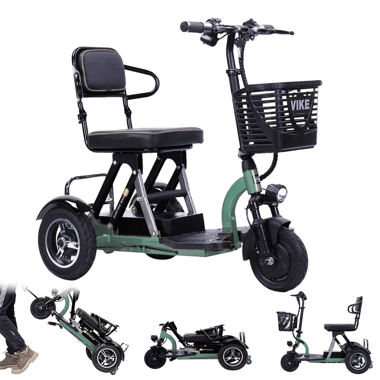 Electric Tricycle Olive Greenand &Red