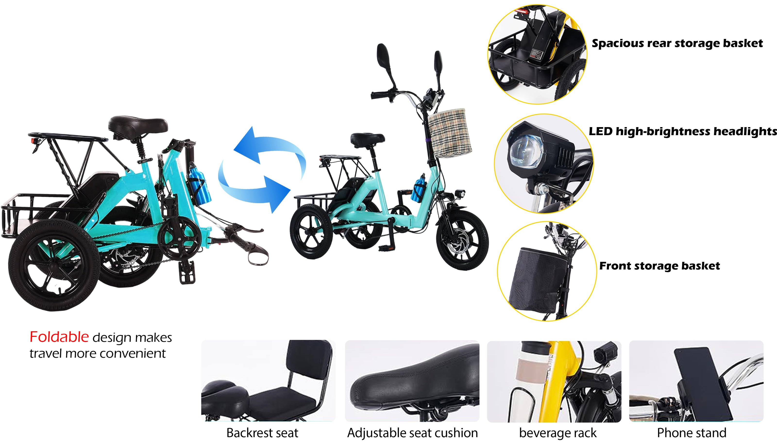 Yellow Electric Tricycle